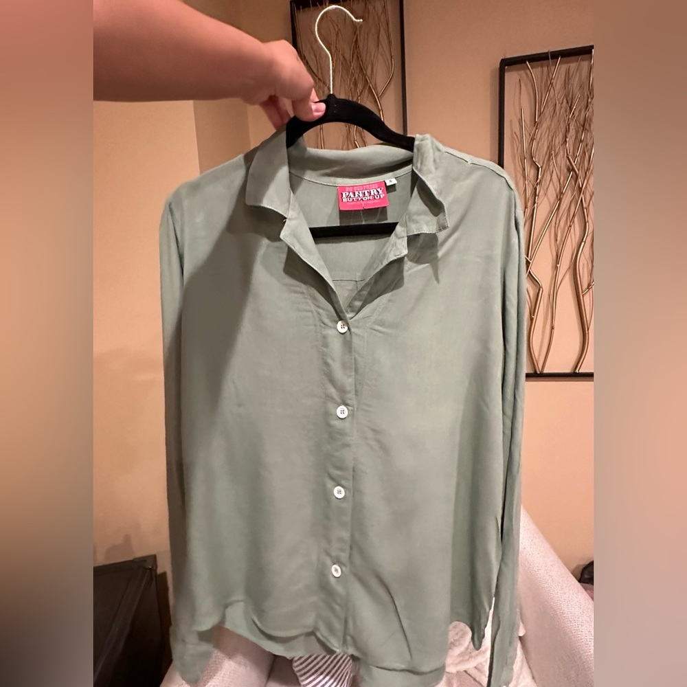 NWOT Big Bud Press Pantry Long Sleeve button up in sage green
